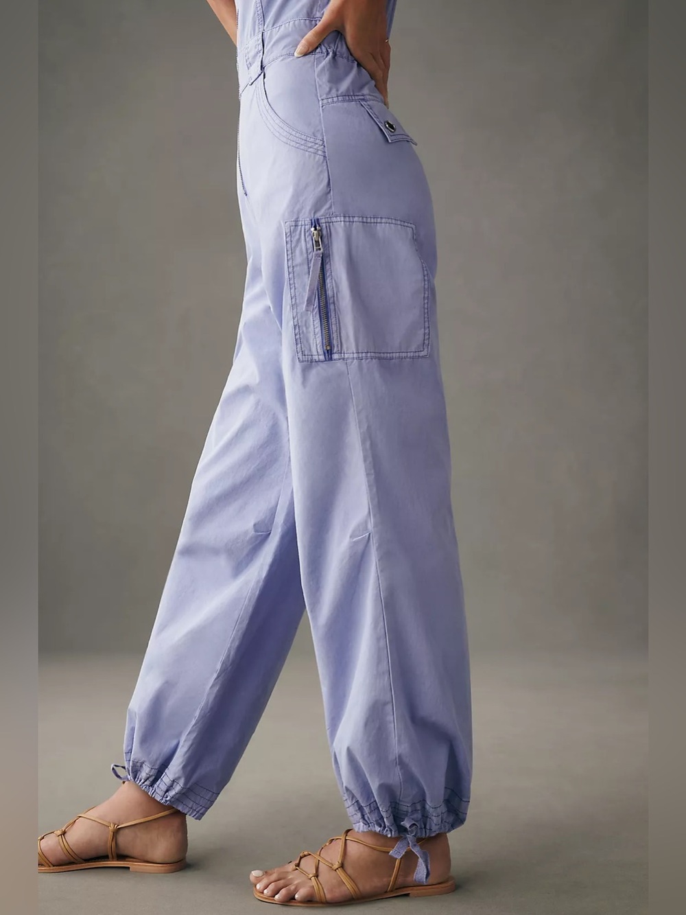 Anthropologie Pilcro Parachute Jumpsuit Sz L  Lavender Overalls - Picture 5 of 14